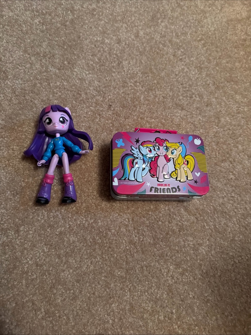 My Little Pony Purple and Pink Mini Doll with Pink Tin